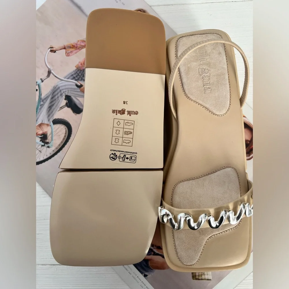 Cult Gaia Elegant Beige Platform Sandals